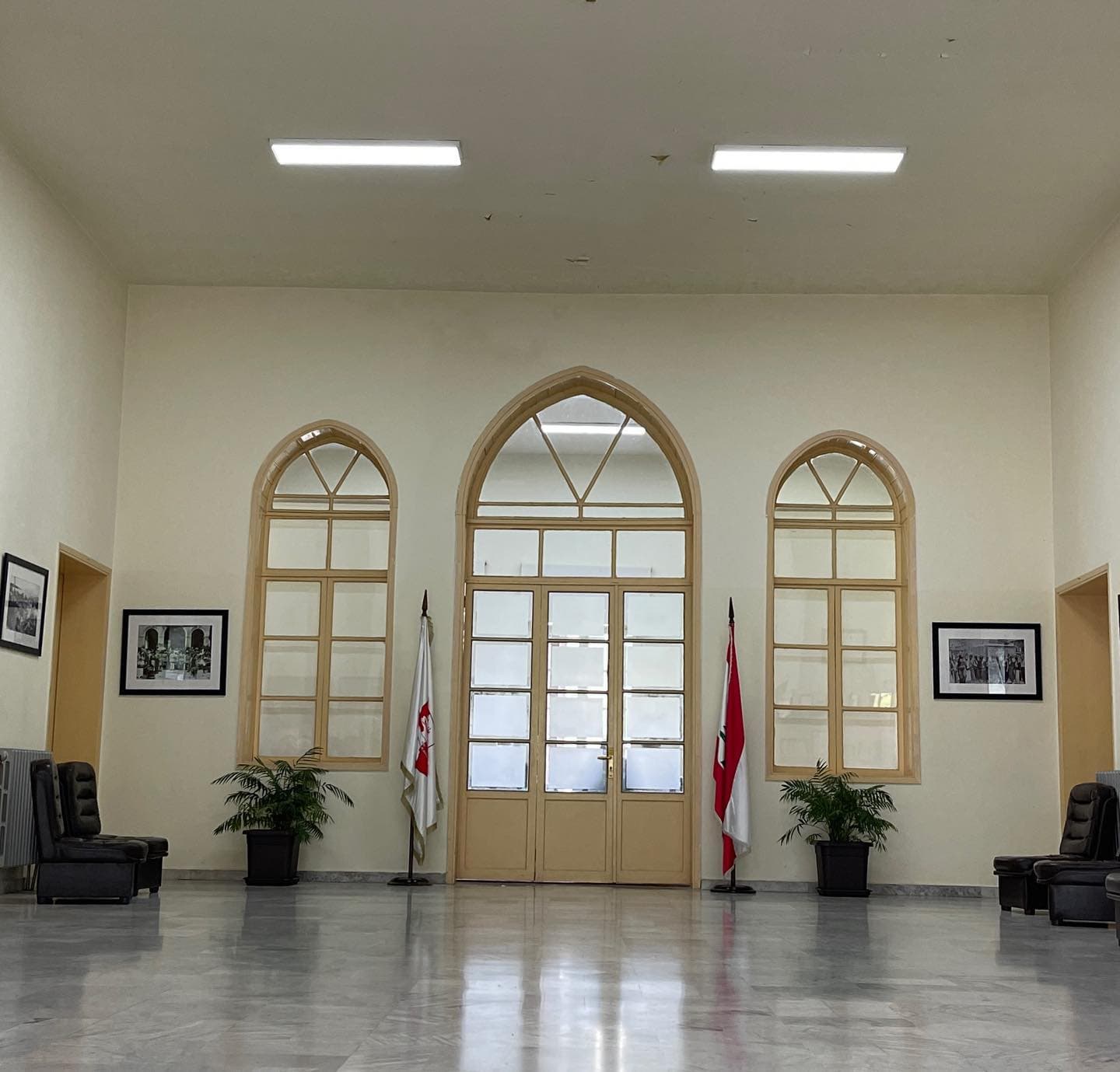 The restored interior hall of Jezzine's Municipal Palace
