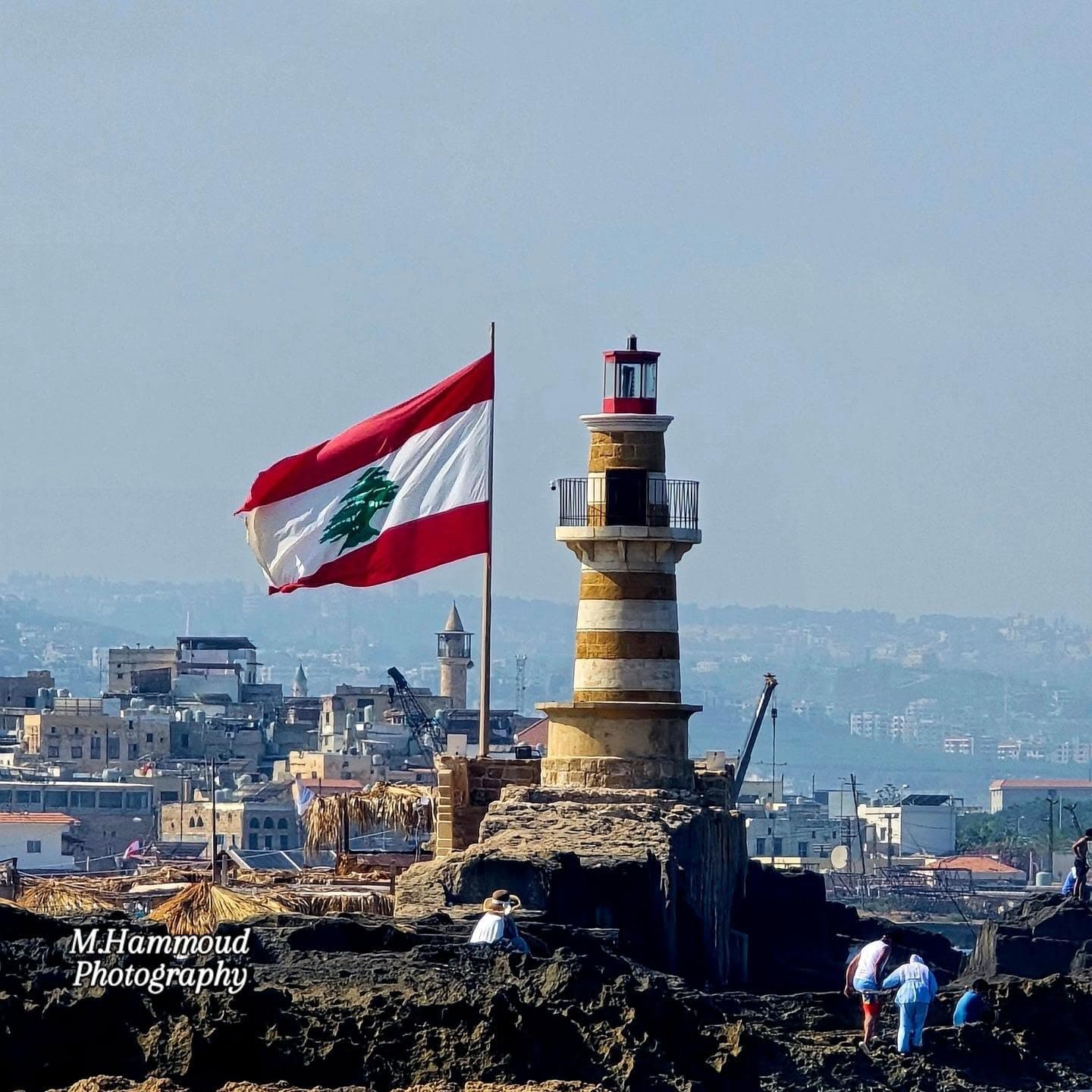 The lighthouse carrying Lebanon’s flag